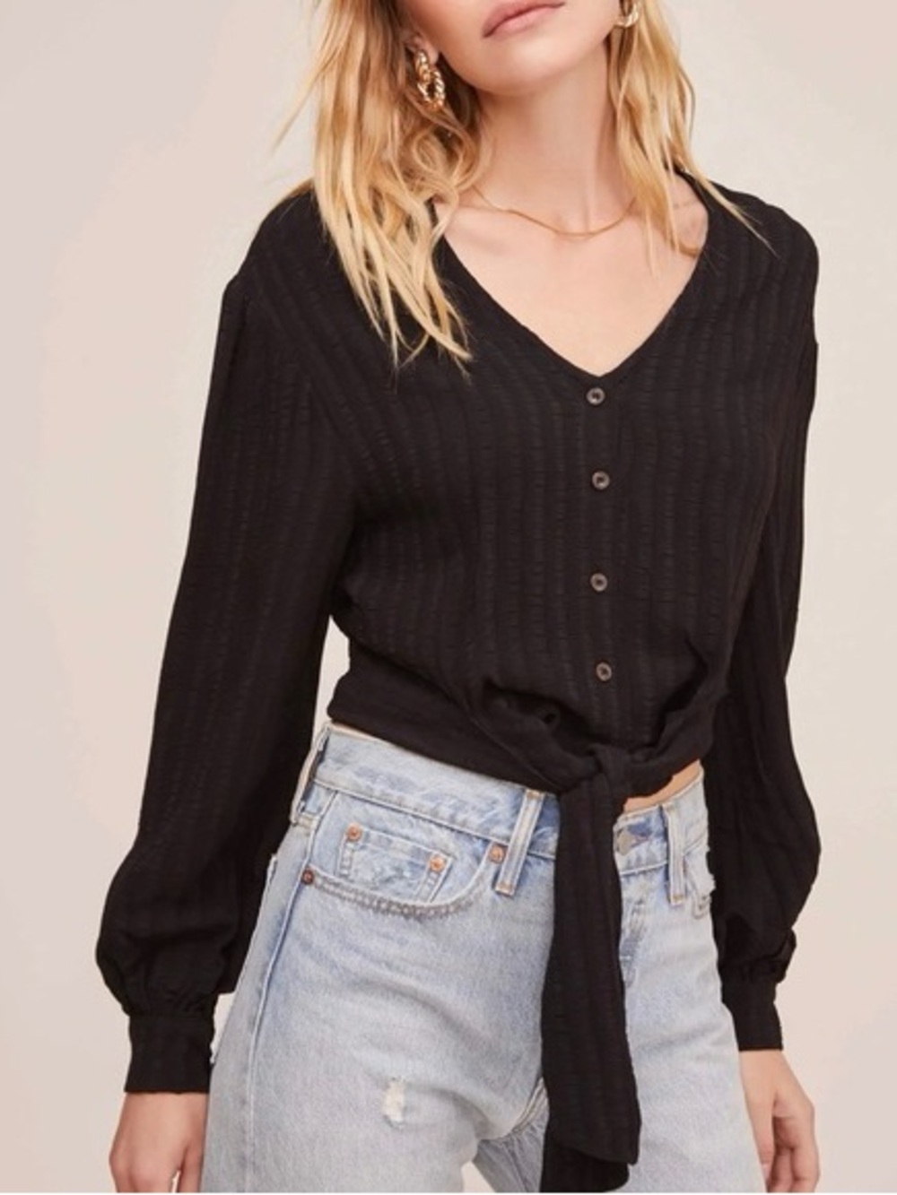 ASTR the Label black long-sleeve top